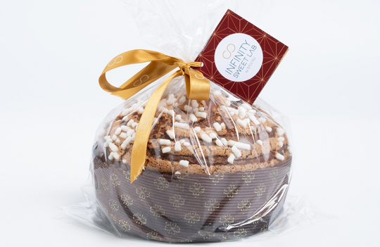 Panettone Artigianale Pesche Candite, Zafferano e Cioccolato Bianco